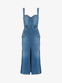Women's Kickback Denim Dress in >Alexander McQueen Fashion