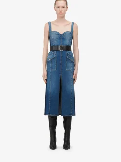 Women's Kickback Denim Dress in >Alexander McQueen Fashion
