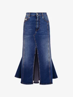 Women's Kickback Denim Skirt in >Alexander McQueen Hot