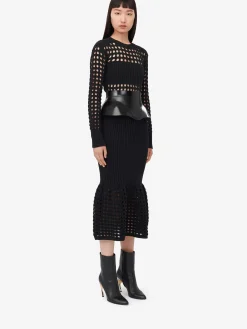 Women's Knitted Mesh Midi Dress in ><noscript><img width=