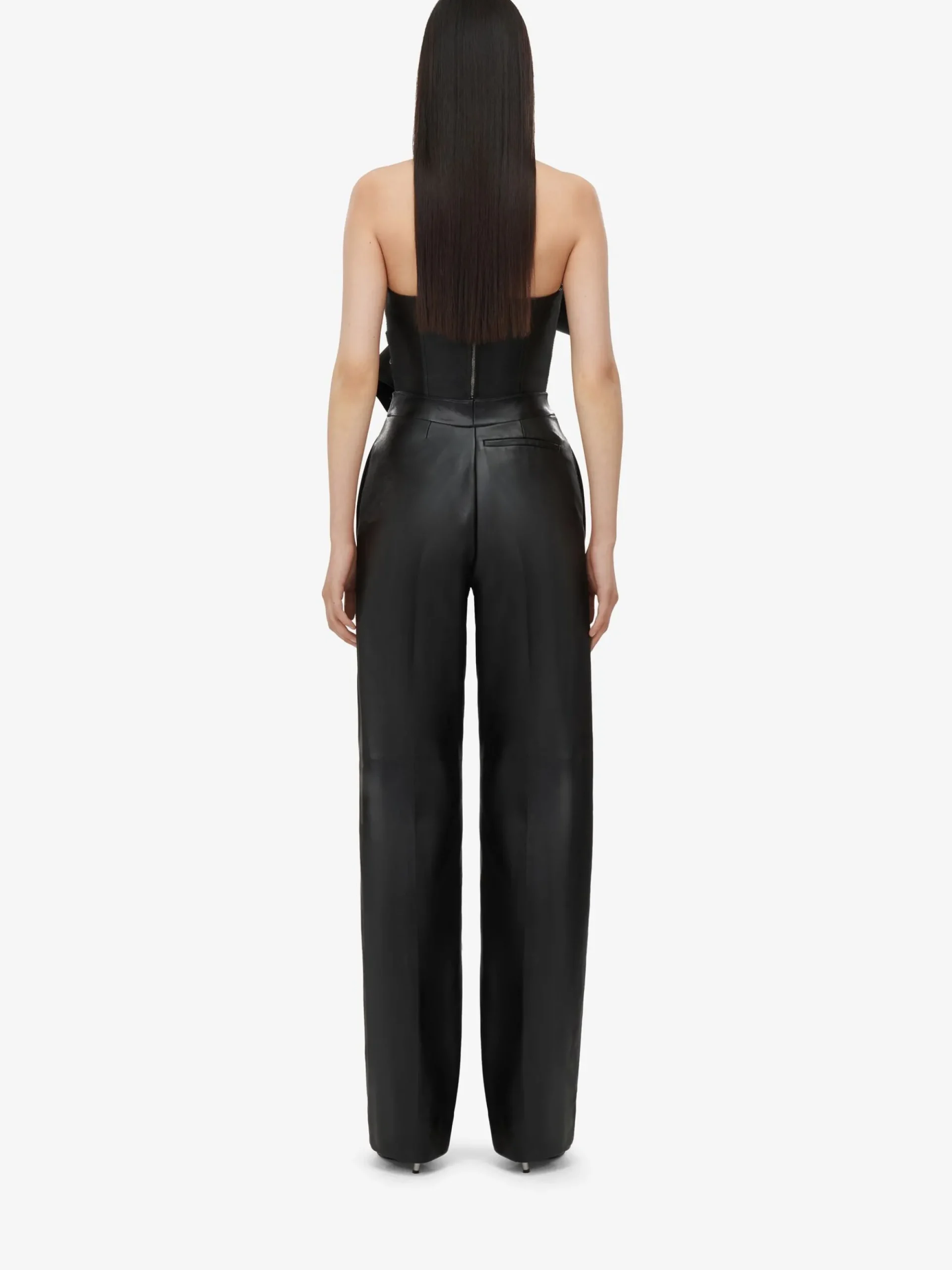Women's Knotted Bow Leather Corset in >Alexander McQueen Discount
