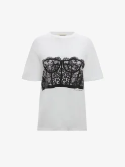 Women's Lace Corset T-shirt in >Alexander McQueen Flash Sale