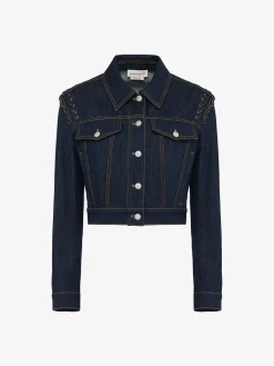 Women's Lace Detail Cropped Jacket in >Alexander McQueen Hot