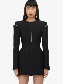 Women's Lace Detail Slashed Mini Dress in ><noscript><img width=