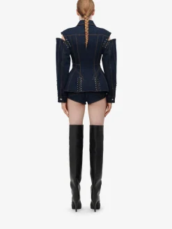 Women's Lace Detail Slashed Jacket in ><noscript><img width=