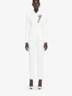 Women's Leaf Crepe Cigarette Trouser in >Alexander McQueen Cheap