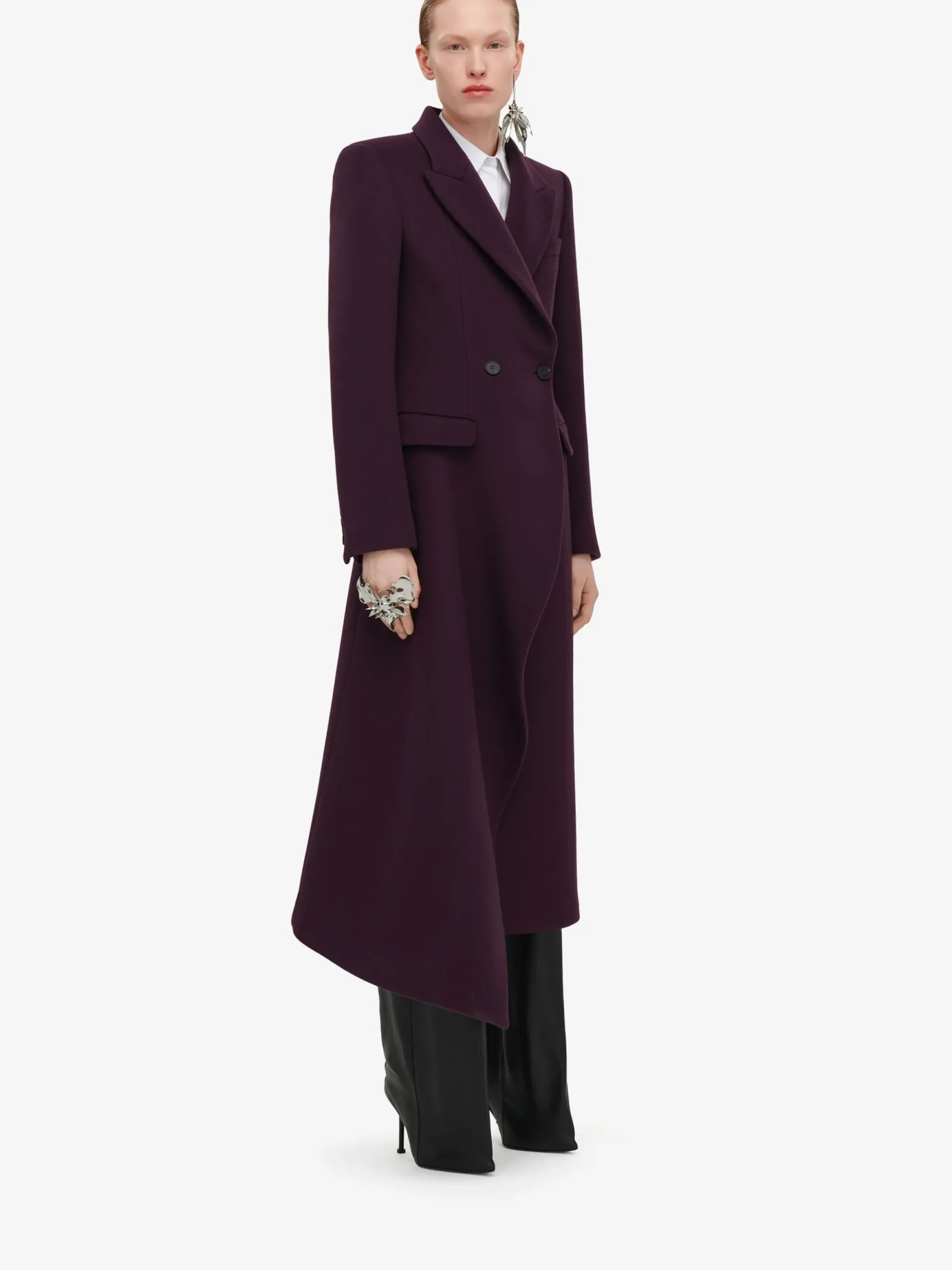 Women's Long Draped Coat in >Alexander McQueen Sale