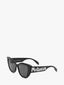 Women's McQueen Graffiti Cat-eye Sunglasses in ><noscript><img width=