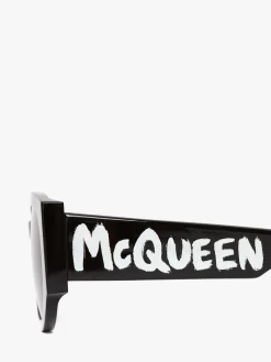 Women's McQueen Graffiti Oval Sunglasses in ><noscript><img width=