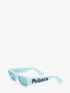 Women's McQueen Graffiti Slashed Sunglasses in ><noscript><img width=