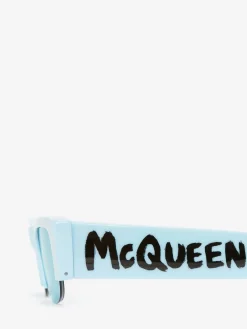 Women's McQueen Graffiti Slashed Sunglasses in ><noscript><img width=