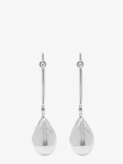 Women's Metal Pearl Stick Earrings in ><noscript><img width=