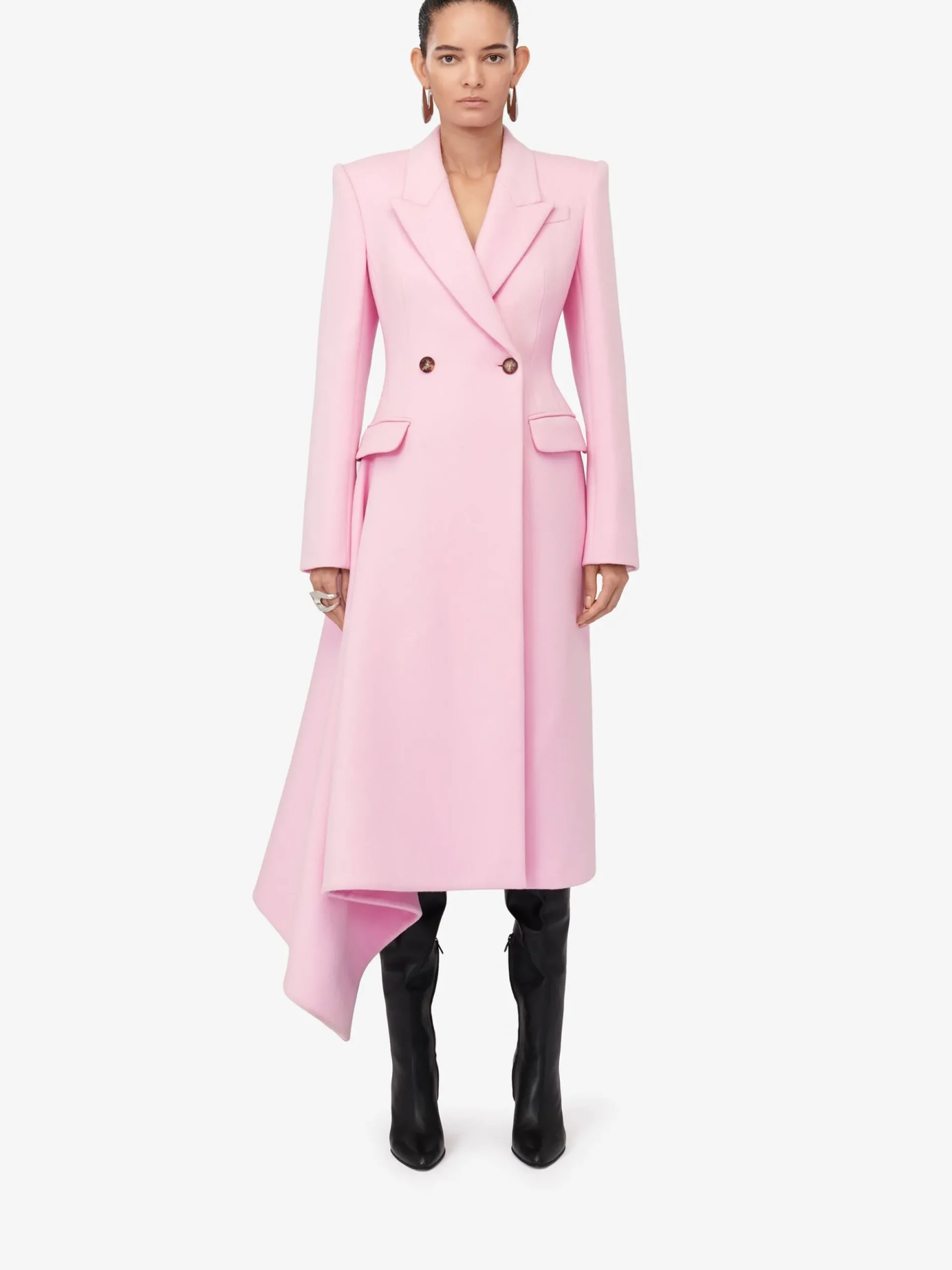 Women's Midi Draped Coat in >Alexander McQueen Cheap