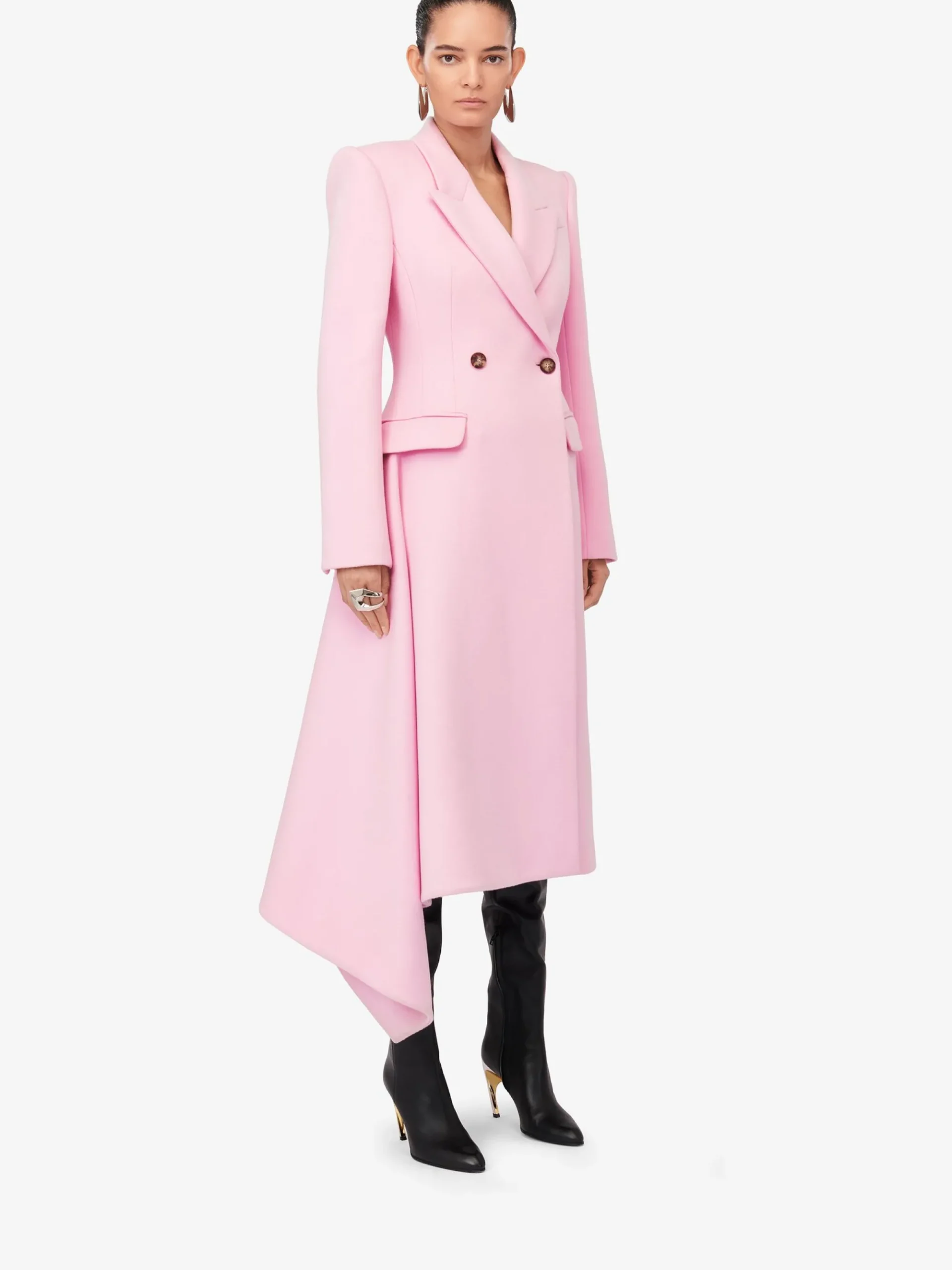 Women's Midi Draped Coat in >Alexander McQueen Cheap