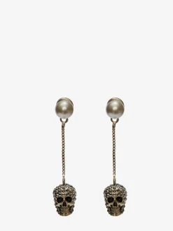 Women's Pave Skull Chain Earrings in >Alexander McQueen Flash Sale