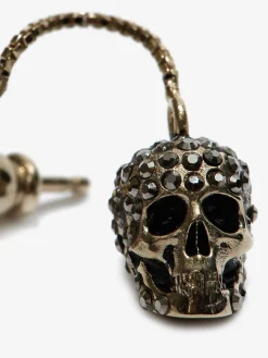 Women's Pave Skull Chain Earrings in ><noscript><img width=