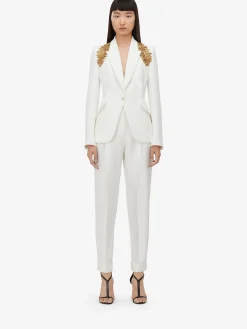Women's Peak Shoulder Leaf Crepe Jacket in >Alexander McQueen Outlet