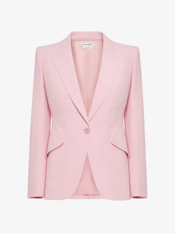 Women's Peak Shoulder Leaf Crepe Jacket in >Alexander McQueen Fashion