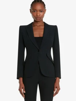 Women's Peak Shoulder Leaf Crepe Jacket in >Alexander McQueen Clearance