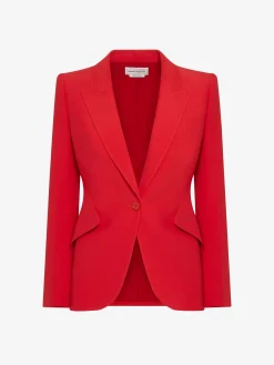 Women's Peak Shoulder Leaf Crepe Jacket in >Alexander McQueen Shop