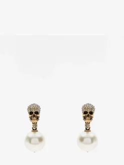 Women's Pearl Pave Skull Earrings in >Alexander McQueen Outlet