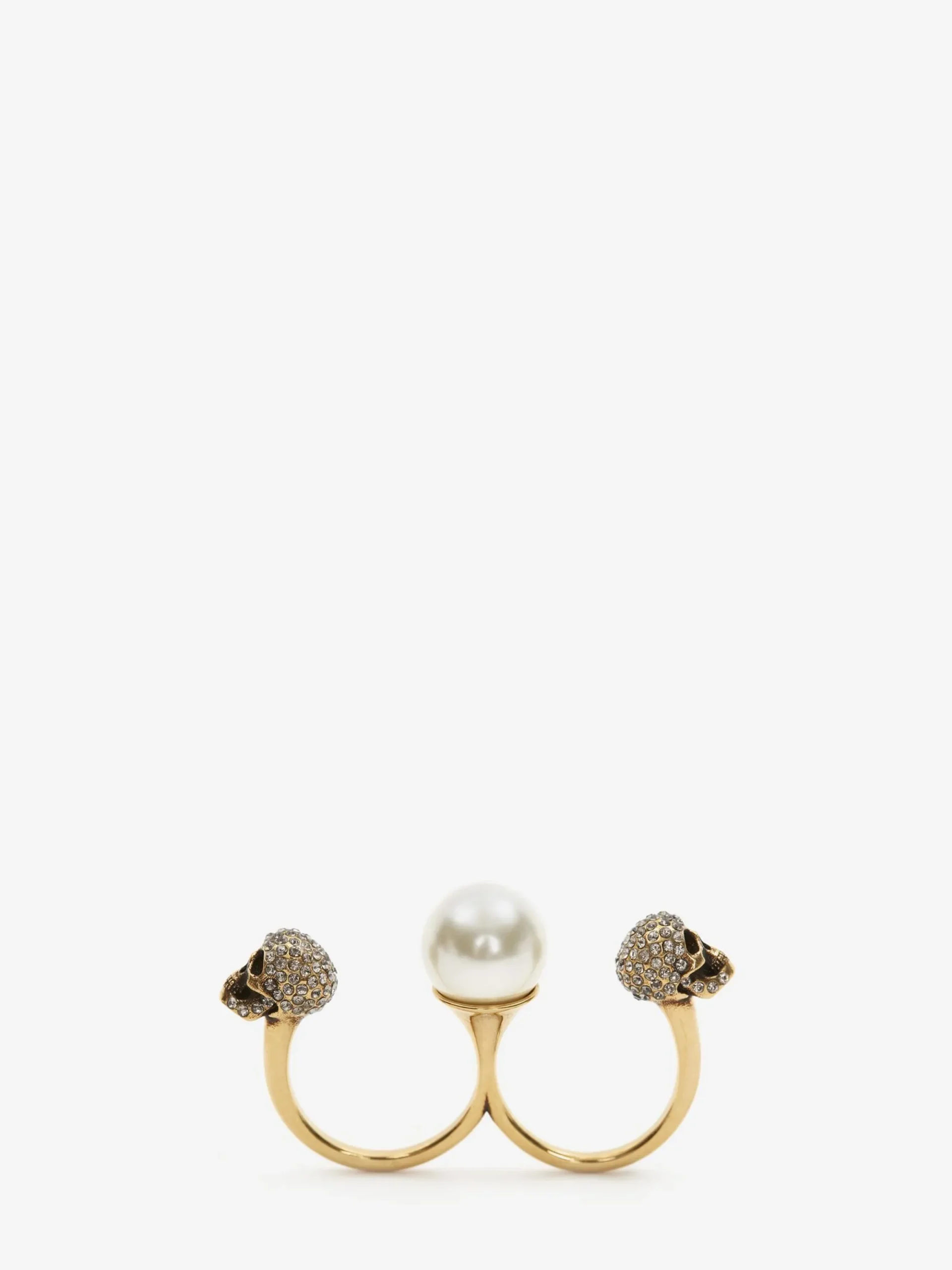 Women's Pearl Skull Double Ring in >Alexander McQueen Outlet