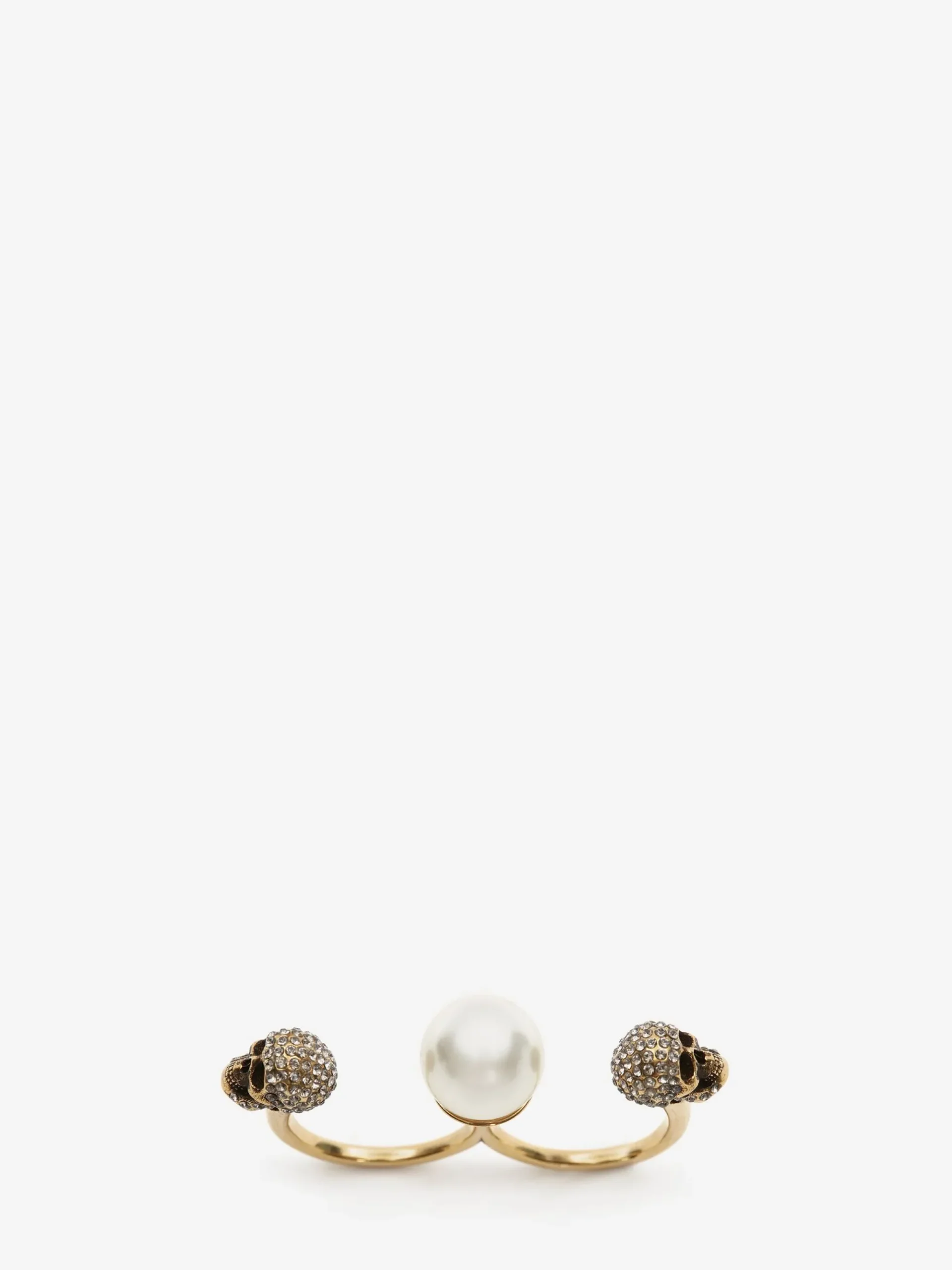 Women's Pearl Skull Double Ring in >Alexander McQueen Outlet