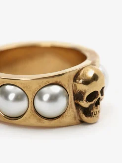 Women's Pearl Skull Ring in ><noscript><img width=
