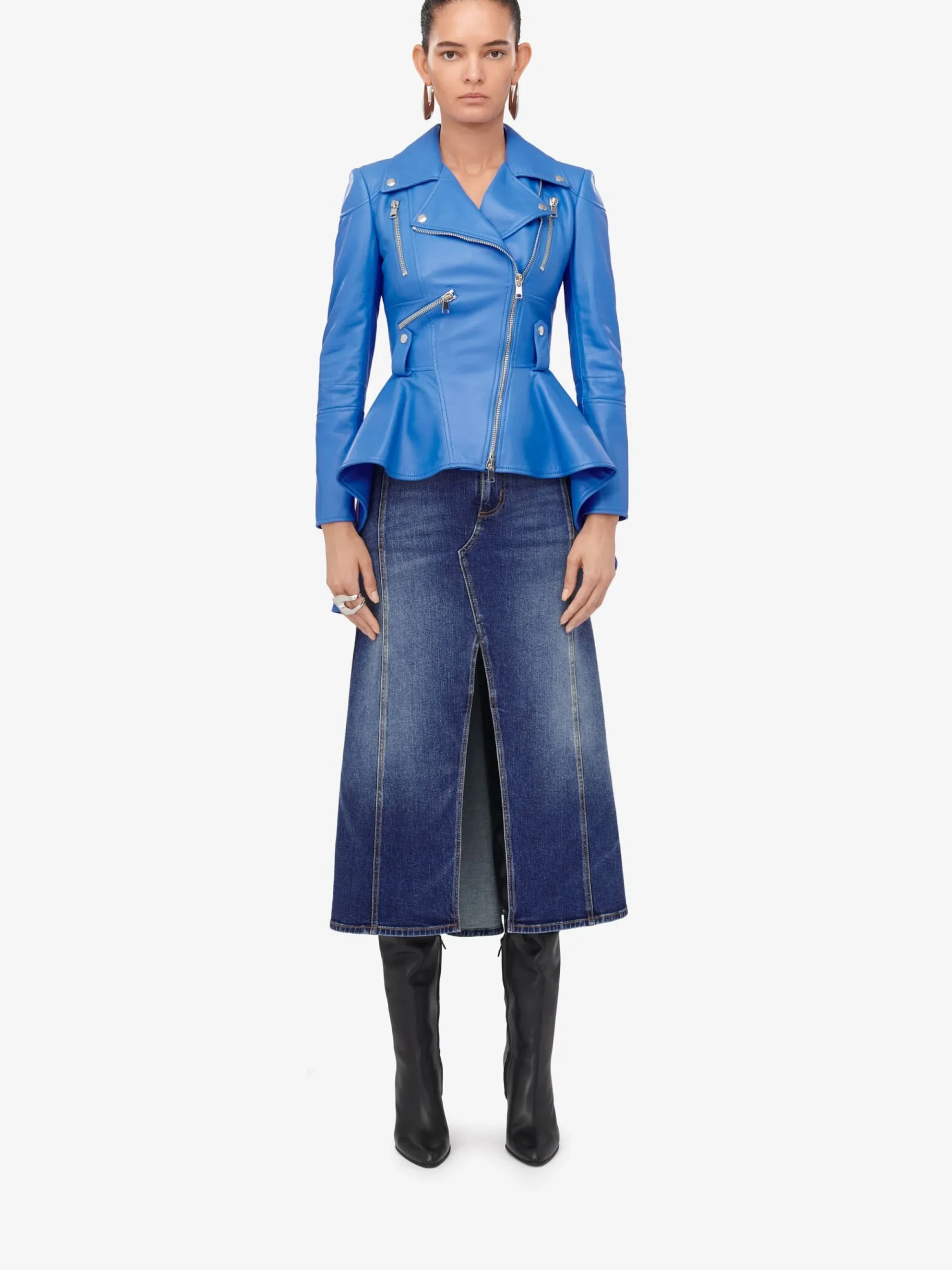Women's Peplum Leather Jacket in >Alexander McQueen Cheap