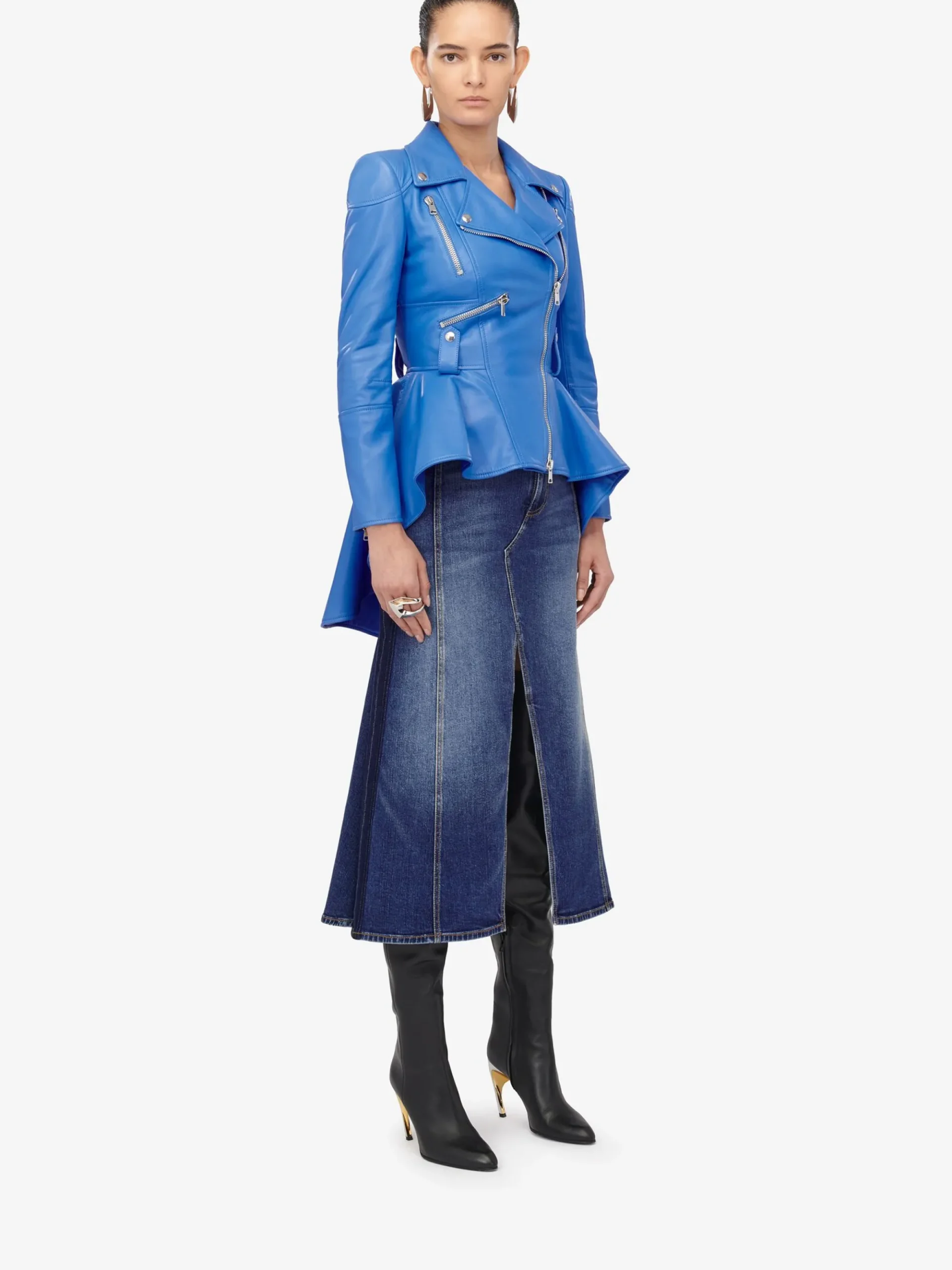 Women's Peplum Leather Jacket in >Alexander McQueen Cheap