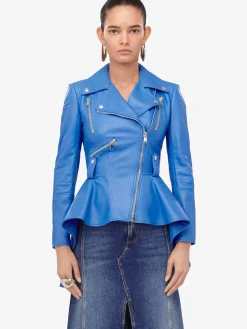 Women's Peplum Leather Jacket in ><noscript><img width=