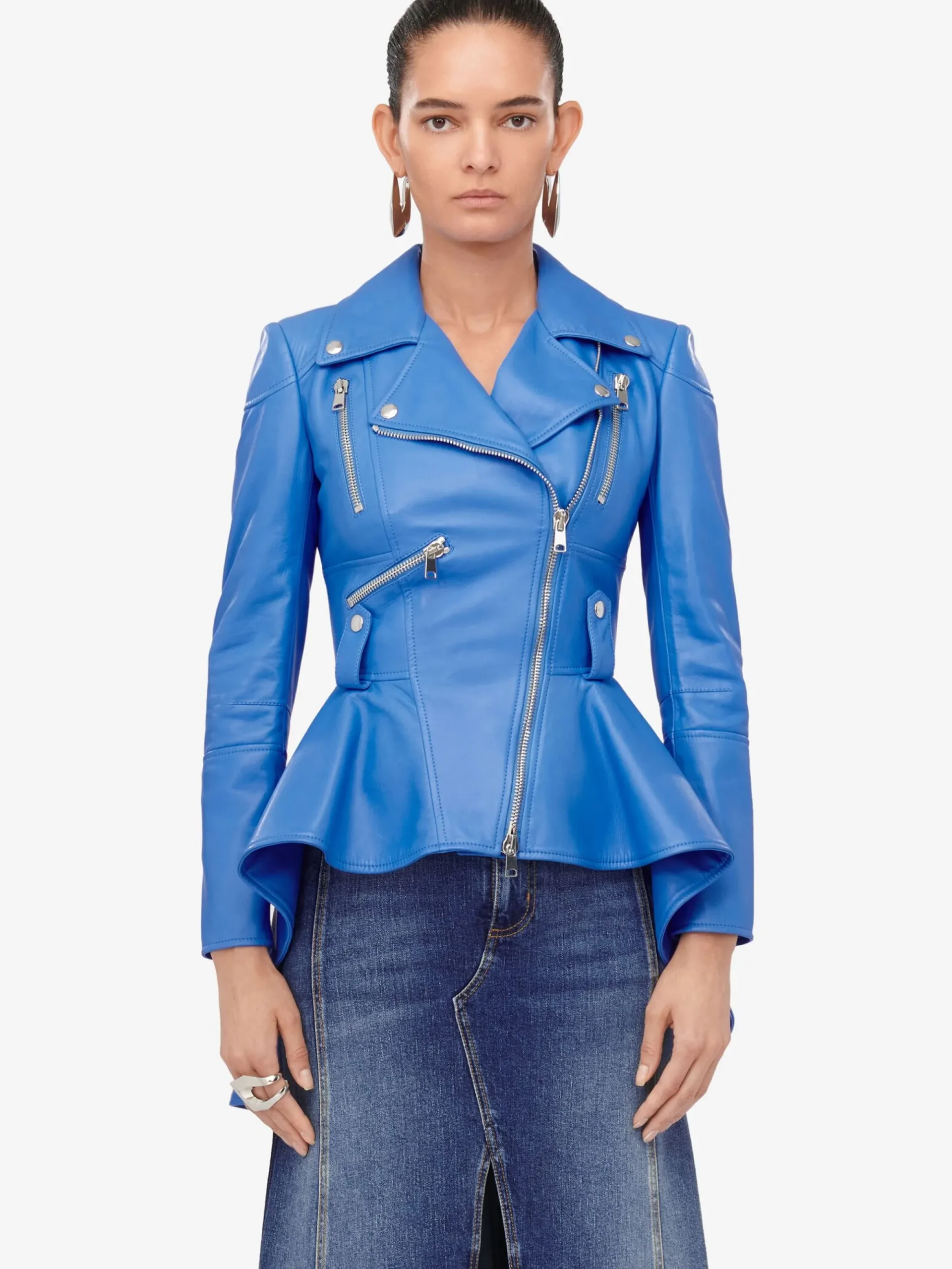 Women's Peplum Leather Jacket in >Alexander McQueen Cheap