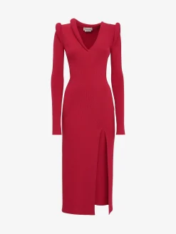 Women's Ribbed-knit Midi Dress in >Alexander McQueen Store