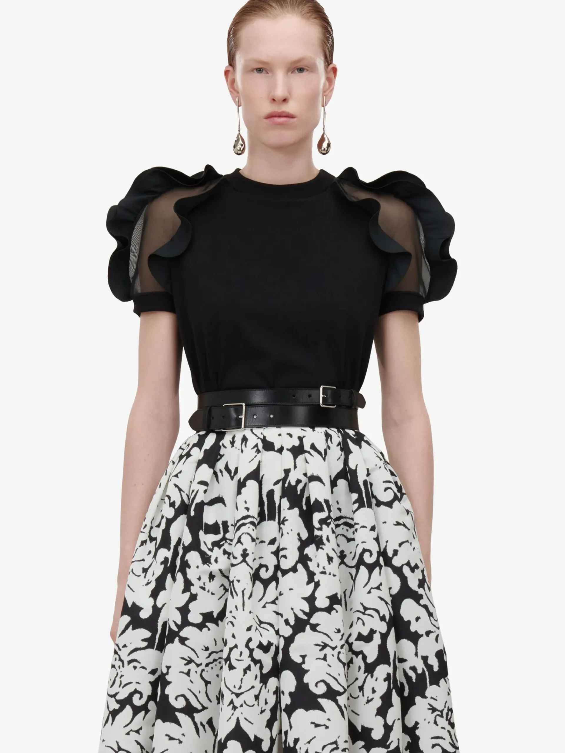 Women's Ruffle Detail T-shirt in >Alexander McQueen Discount
