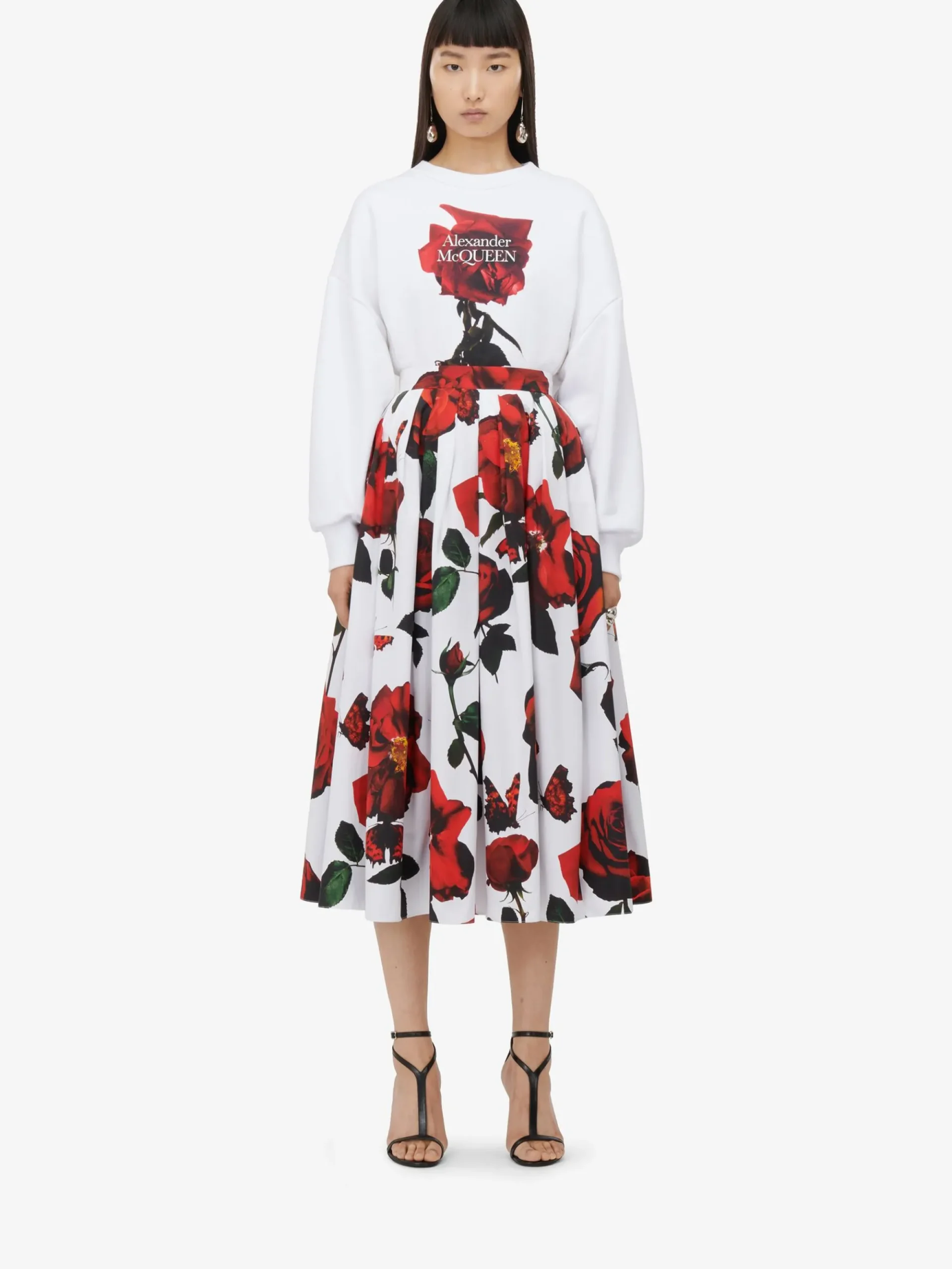 Women's Shadow Rose Cocoon Sleeve Sweatshirt in >Alexander McQueen Flash Sale