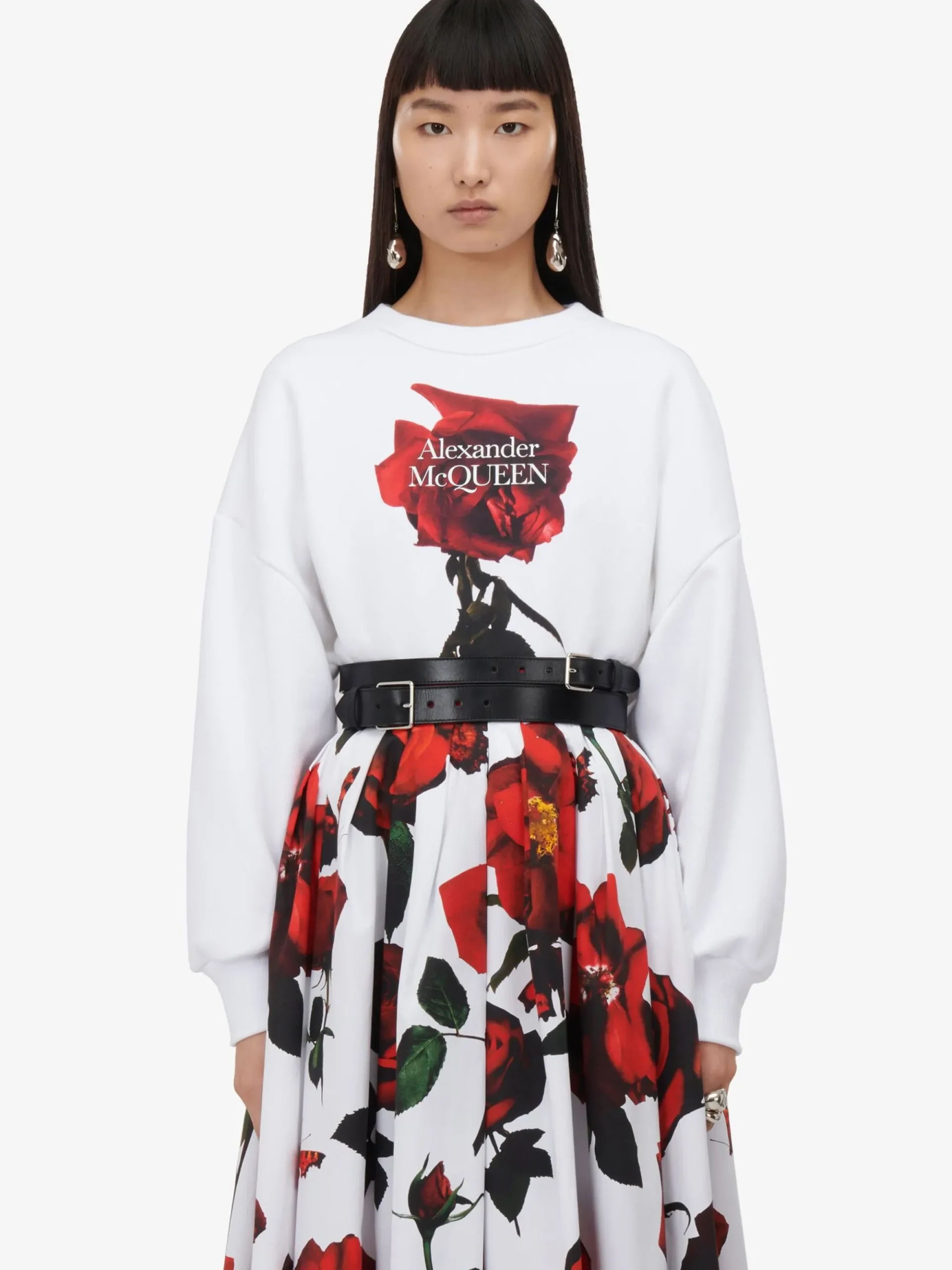 Women's Shadow Rose Cocoon Sleeve Sweatshirt in >Alexander McQueen Flash Sale