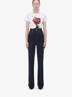 Women's Shadow Rose Fitted T-shirt in >Alexander McQueen Best Sale