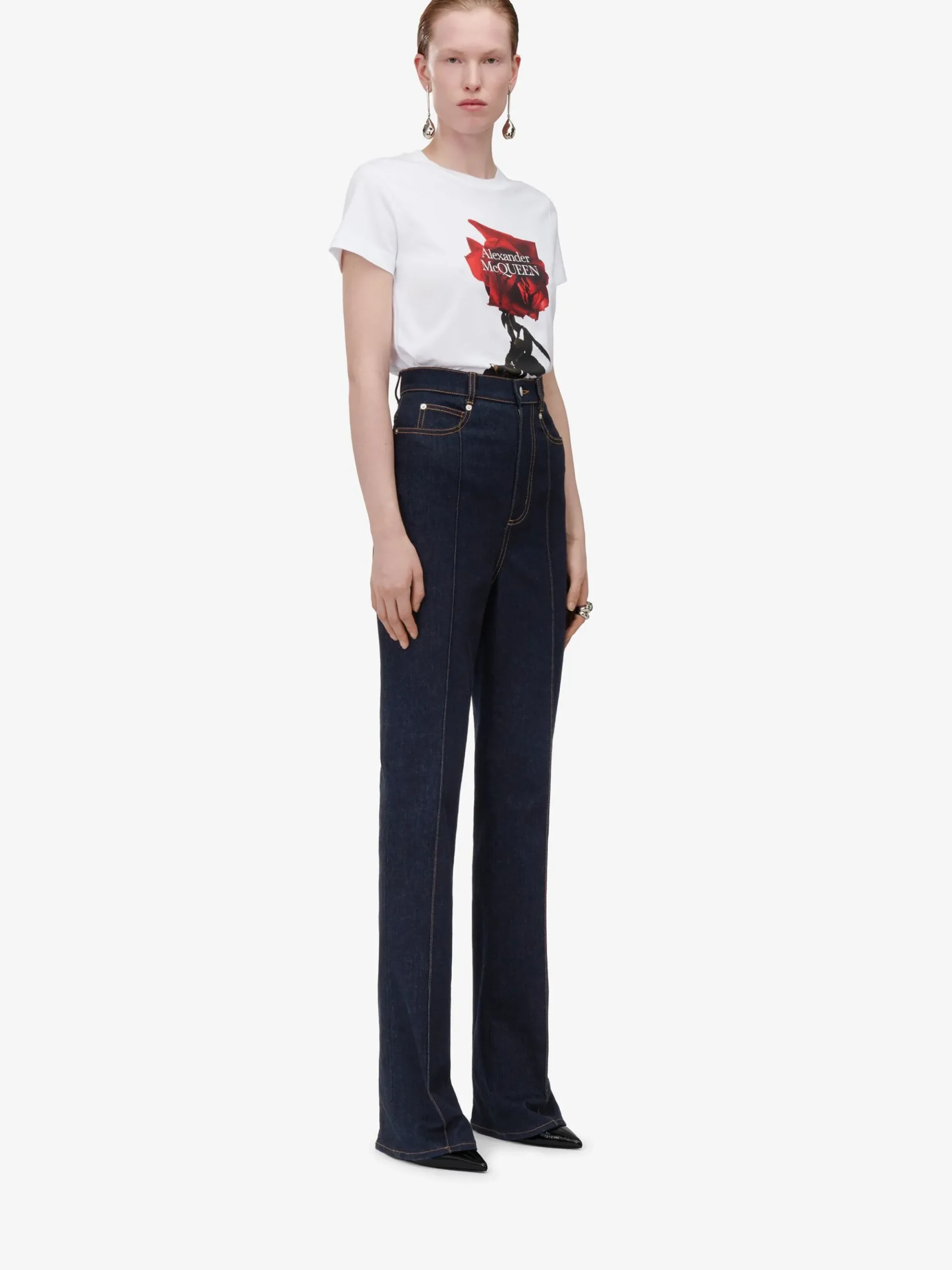 Women's Shadow Rose Fitted T-shirt in >Alexander McQueen Best Sale