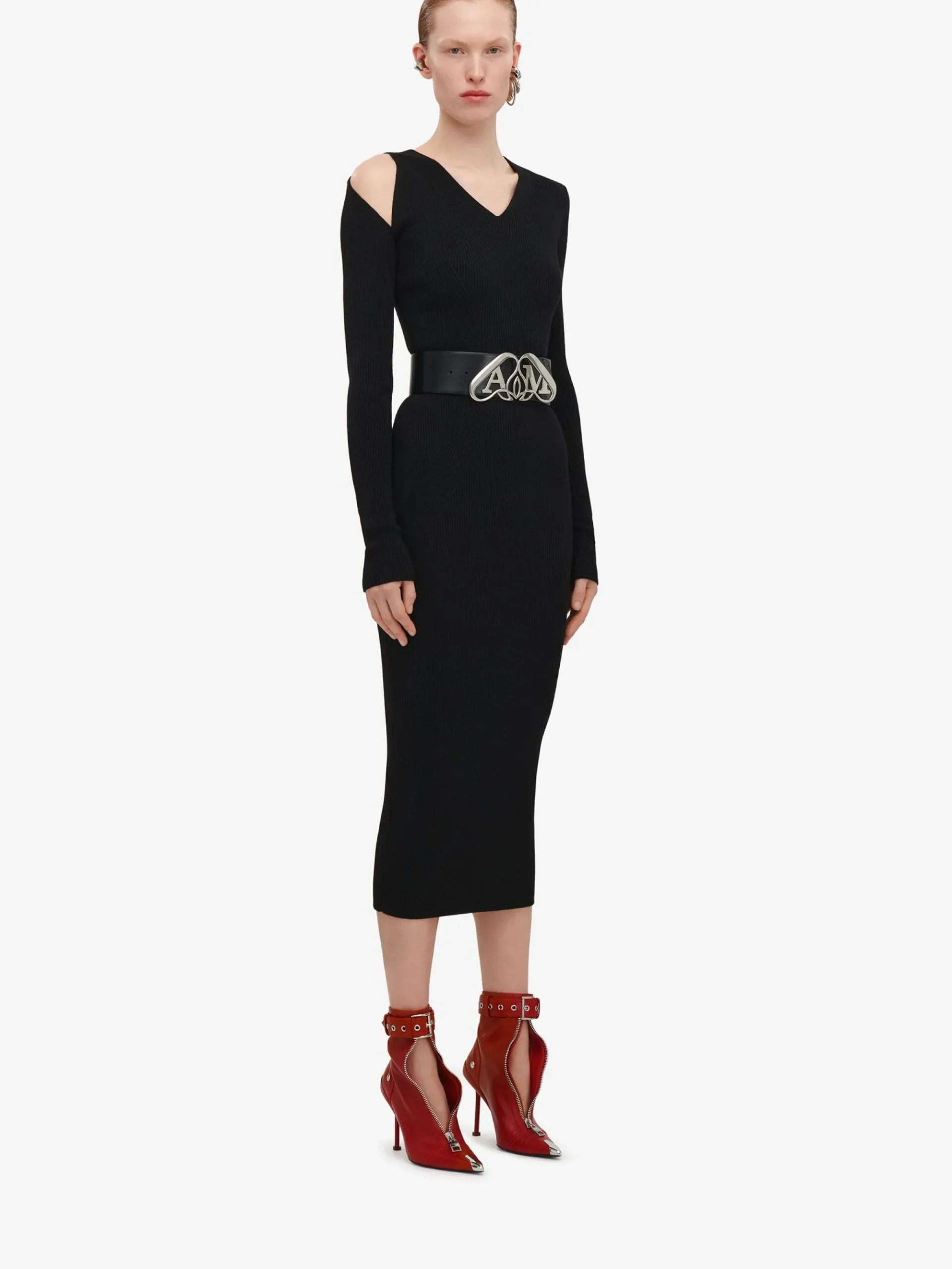 Women's Slashed Ribbed-knit Jumper in >Alexander McQueen Best Sale