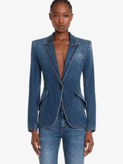Women's Stretch Denim Jacket in >Alexander McQueen Best Sale