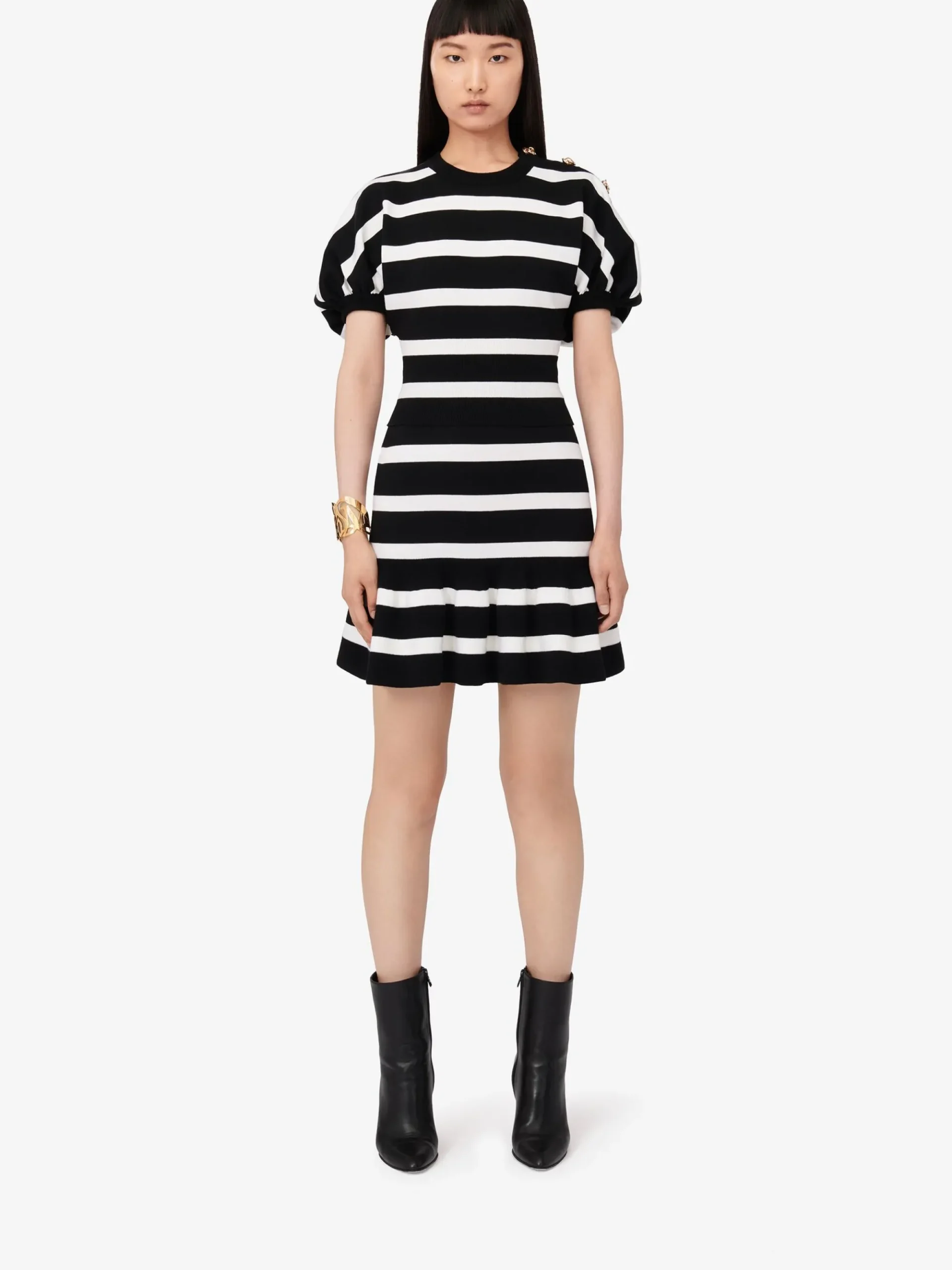 Women's Striped Ruffle Mini Skirt in >Alexander McQueen Hot