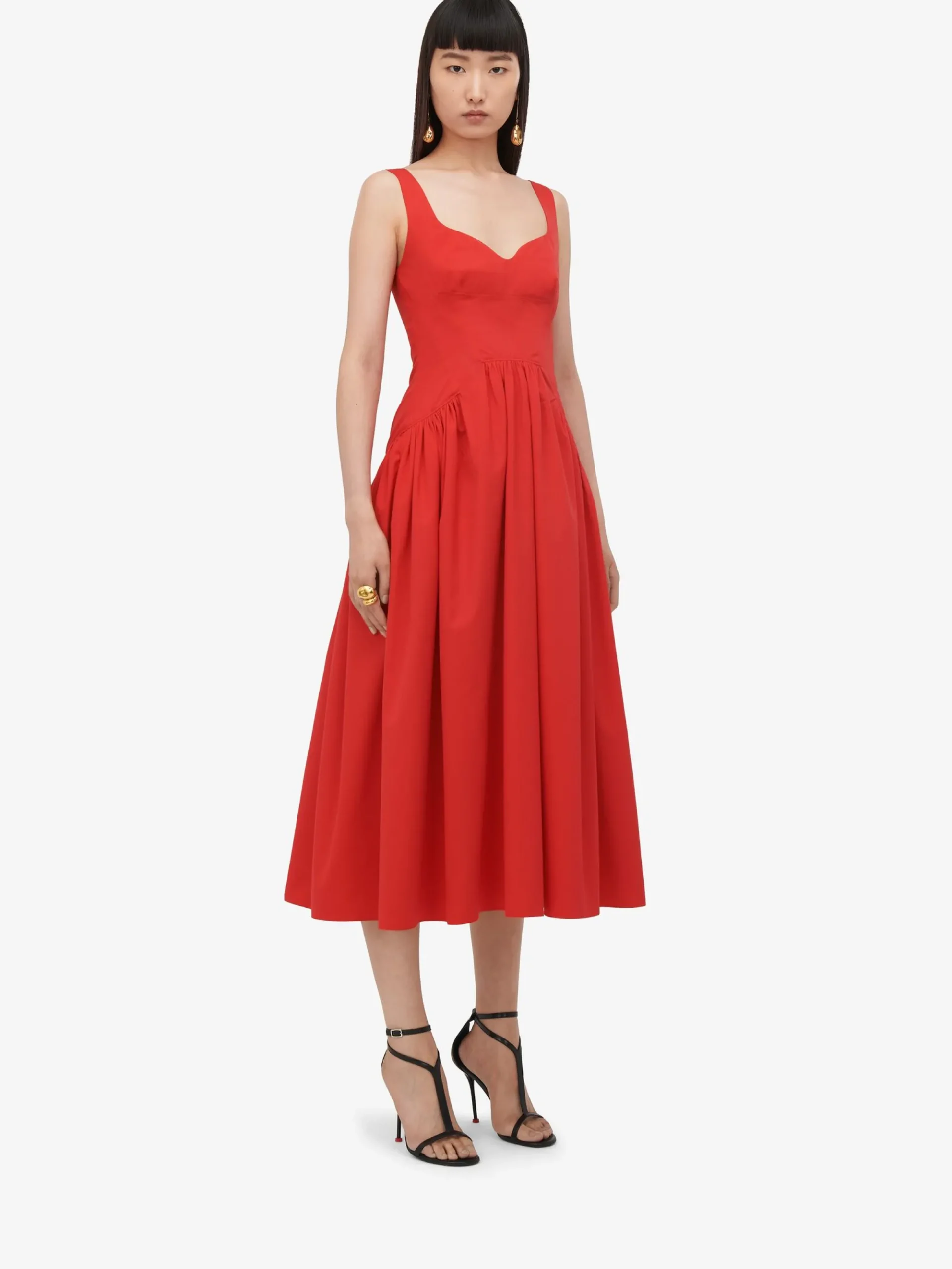 Women's Sweetheart Neckline Midi Dress in >Alexander McQueen Clearance