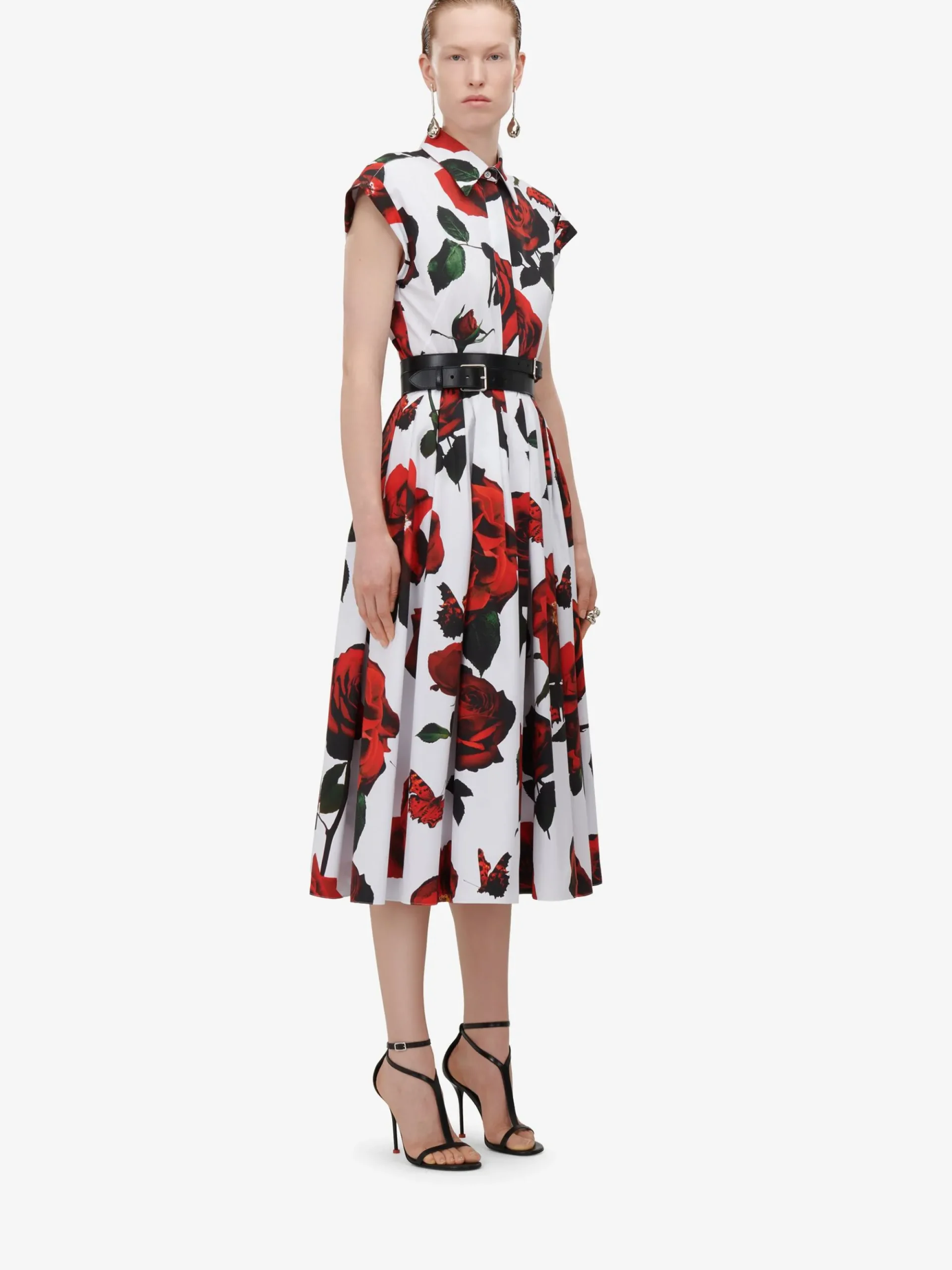 Women's Tudor Rose Flared Shirt Dress in >Alexander McQueen Flash Sale