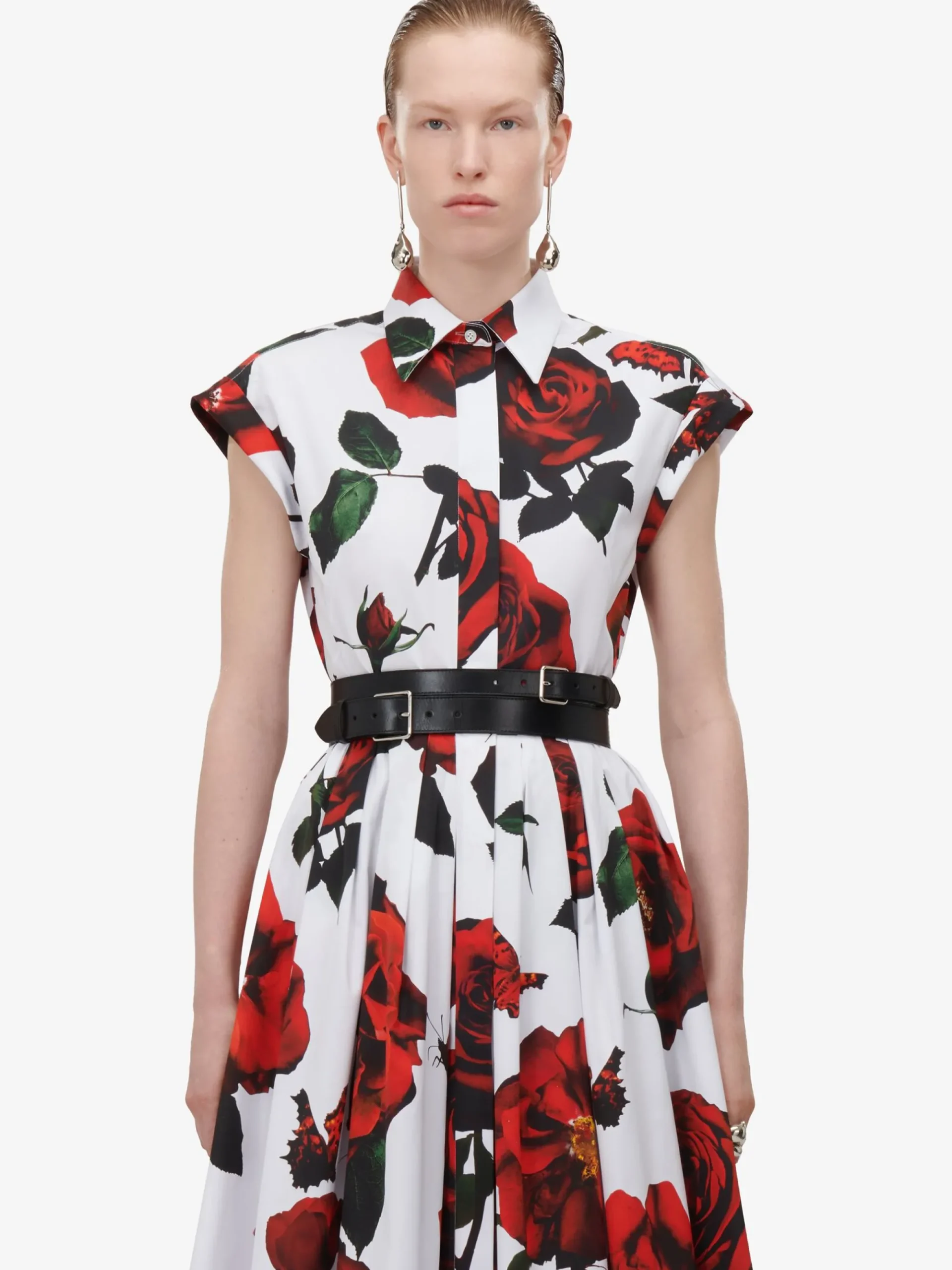 Women's Tudor Rose Flared Shirt Dress in >Alexander McQueen Flash Sale