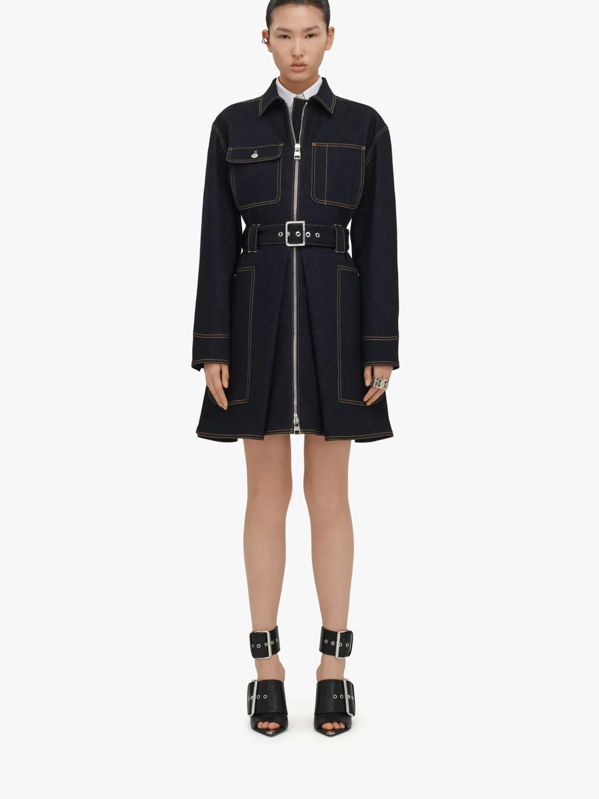 Women's Utility Denim Mini Dress in >Alexander McQueen Cheap