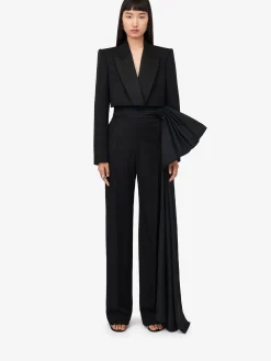 Women's Wide Leg Bow Trousers in >Alexander McQueen Shop